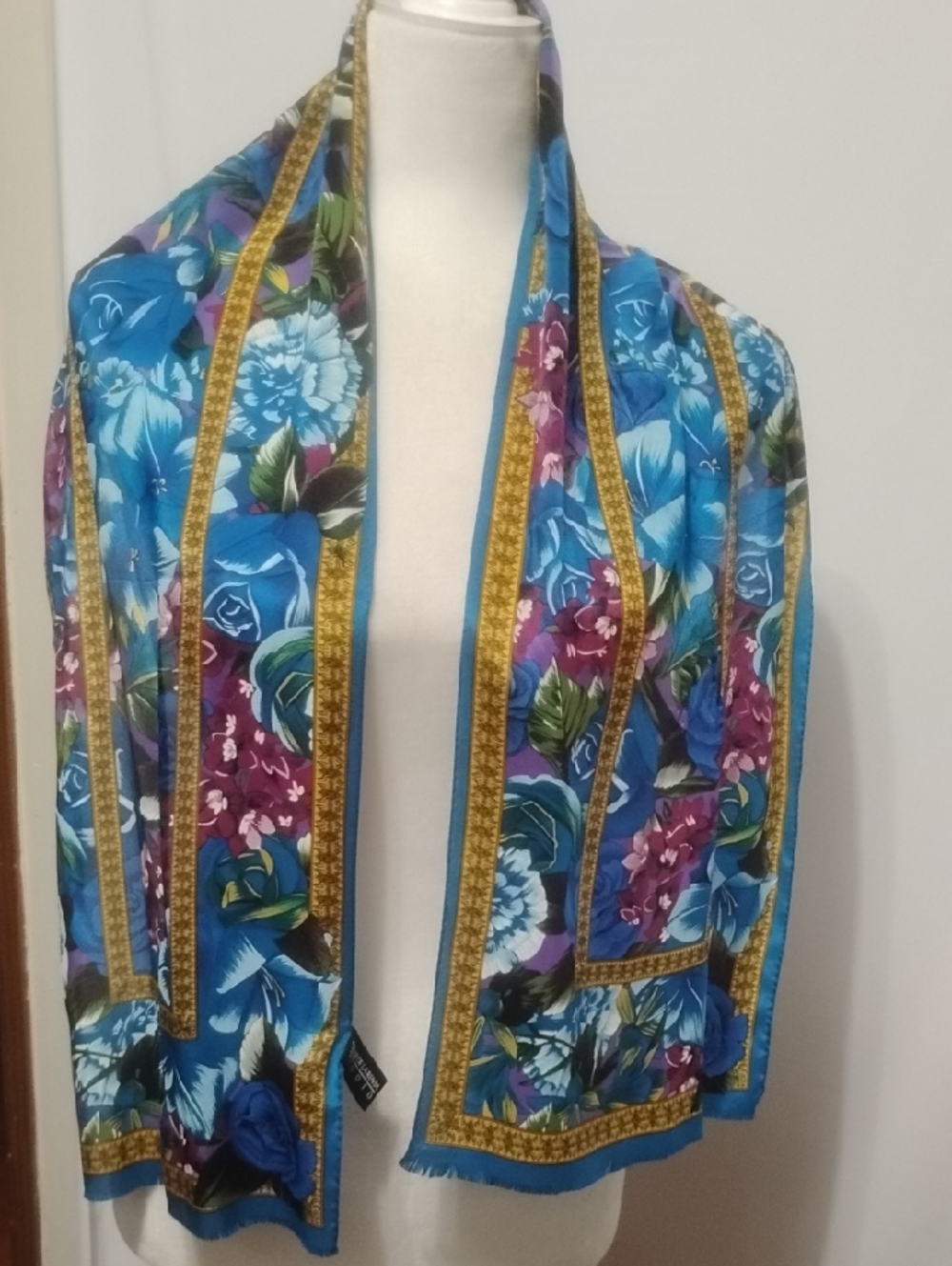 Oscar De Lerenta Studio Floral Blue‎ Multi Silk-Feel Scarf - Women Accessories